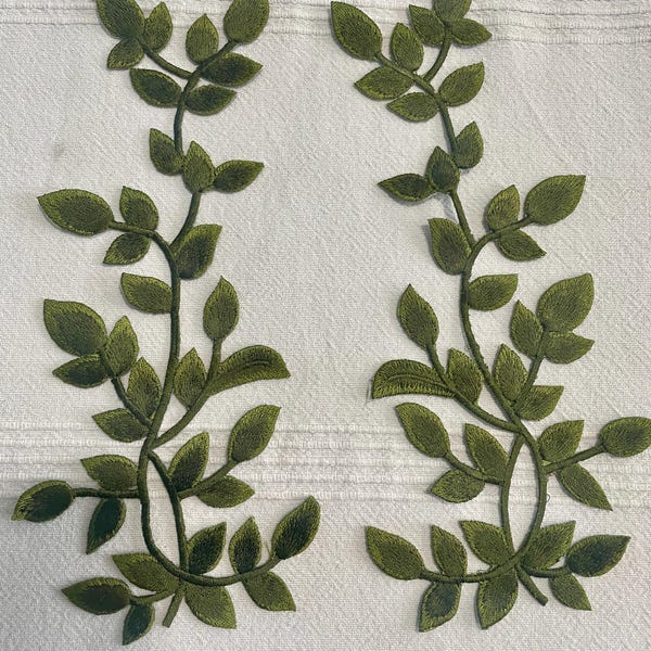Green Leaves Iron On Sew On Full Embroidered Patch Appliqués Badge Craft