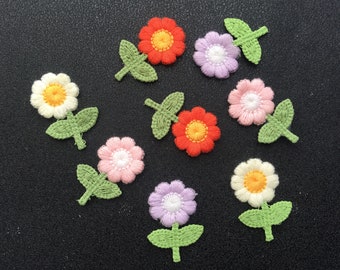 Set von 2 Mini Sonnenblumen Sew On Flower Sew On Bestickte Patch Applikationen Abzeichen