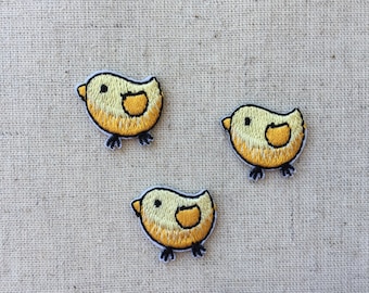 Set Of 3 Mini Chicken Chicks Iron On Sew On Full Embroidered Patch Appliqués Badge