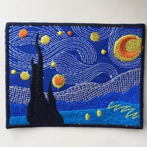 Van Gogh Starry Night Iron On Sew On Full Embroidered Patch Appliqués Badge