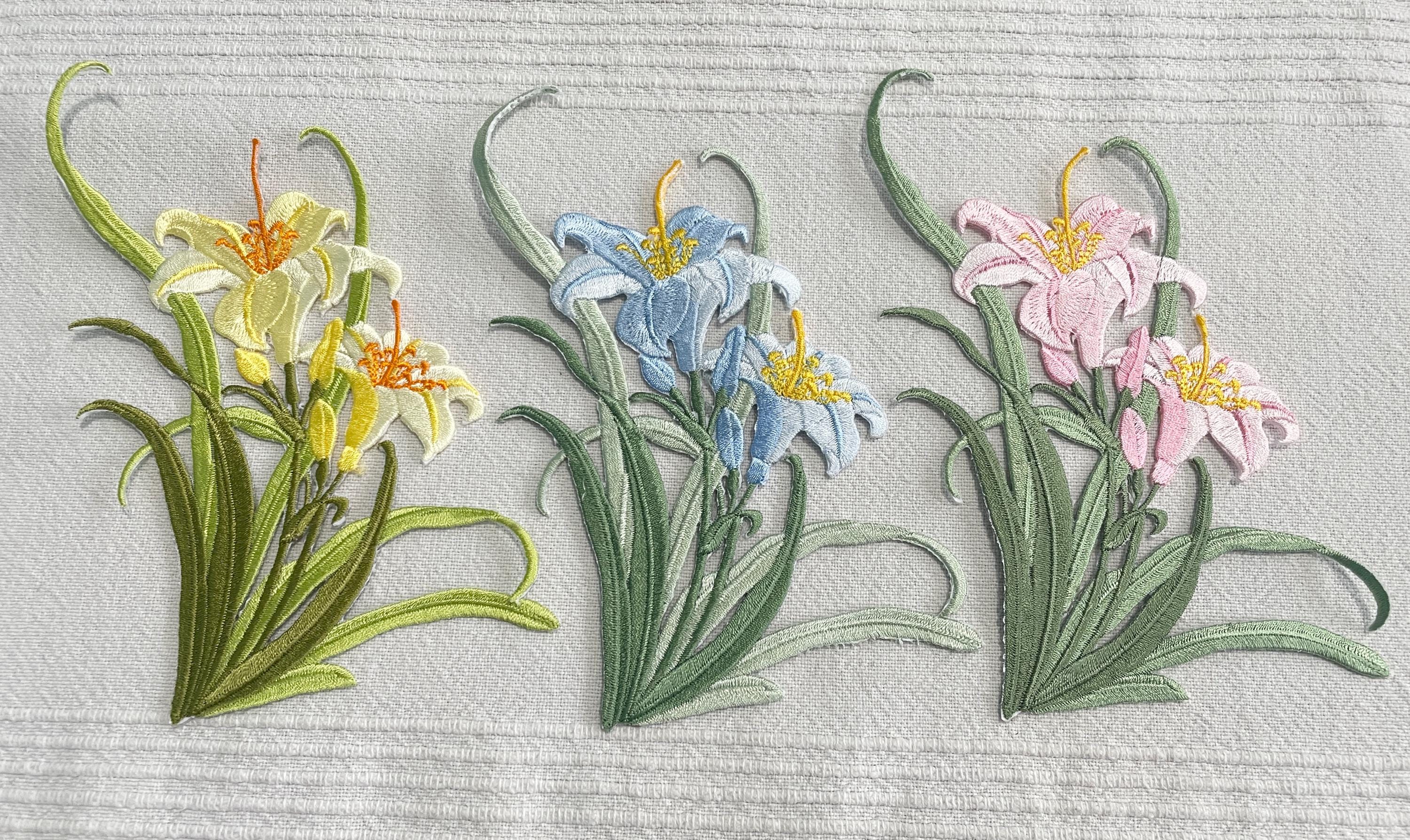 Lily Flower Iron on Sew on Full Embroidered Patch Appliqués Badge