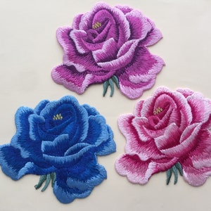 Rose Flower Sew On Embroidered Patch Appliqués Badge Motifs