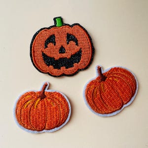 Embroidered Halloween Pumpkin Patch: Iron-On Sew On Appliqué Badge