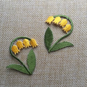 Set of 2 Bluebells Yellow colour Iron/ Sew On Full Embroidered Patch Appliqués Badge