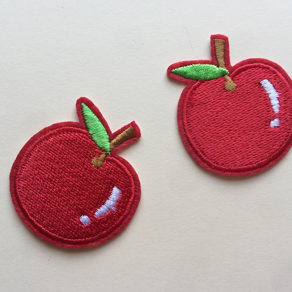 Set of 2 Apple Iron On Sew On Full Embroidered Patch Appliqués Badge