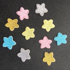 Set of 2 stars self-adhesive Iron on Full Embroidered Patch Appliqués Badge