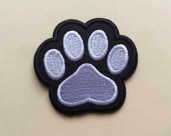 Hond poot witte en zwarte dieren poot opstrijkbare geborduurde patch appliqués badge