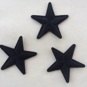 Set mit 3 schwarzen Stern Aufnäher Aufnäher zum Aufbügeln