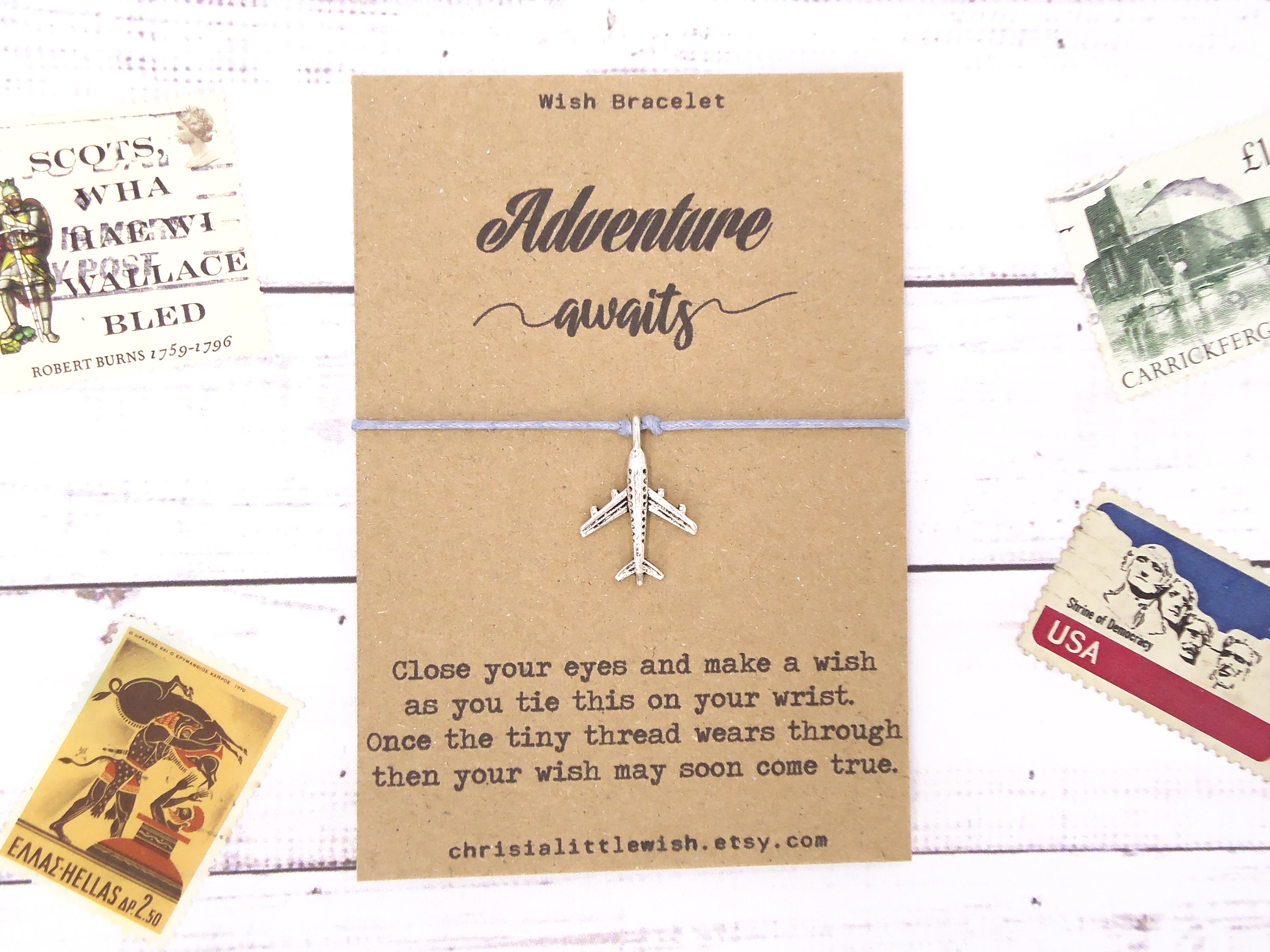 Adventure Awaits Wish Bracelet Travel Gift Best Friend Gift - Etsy
