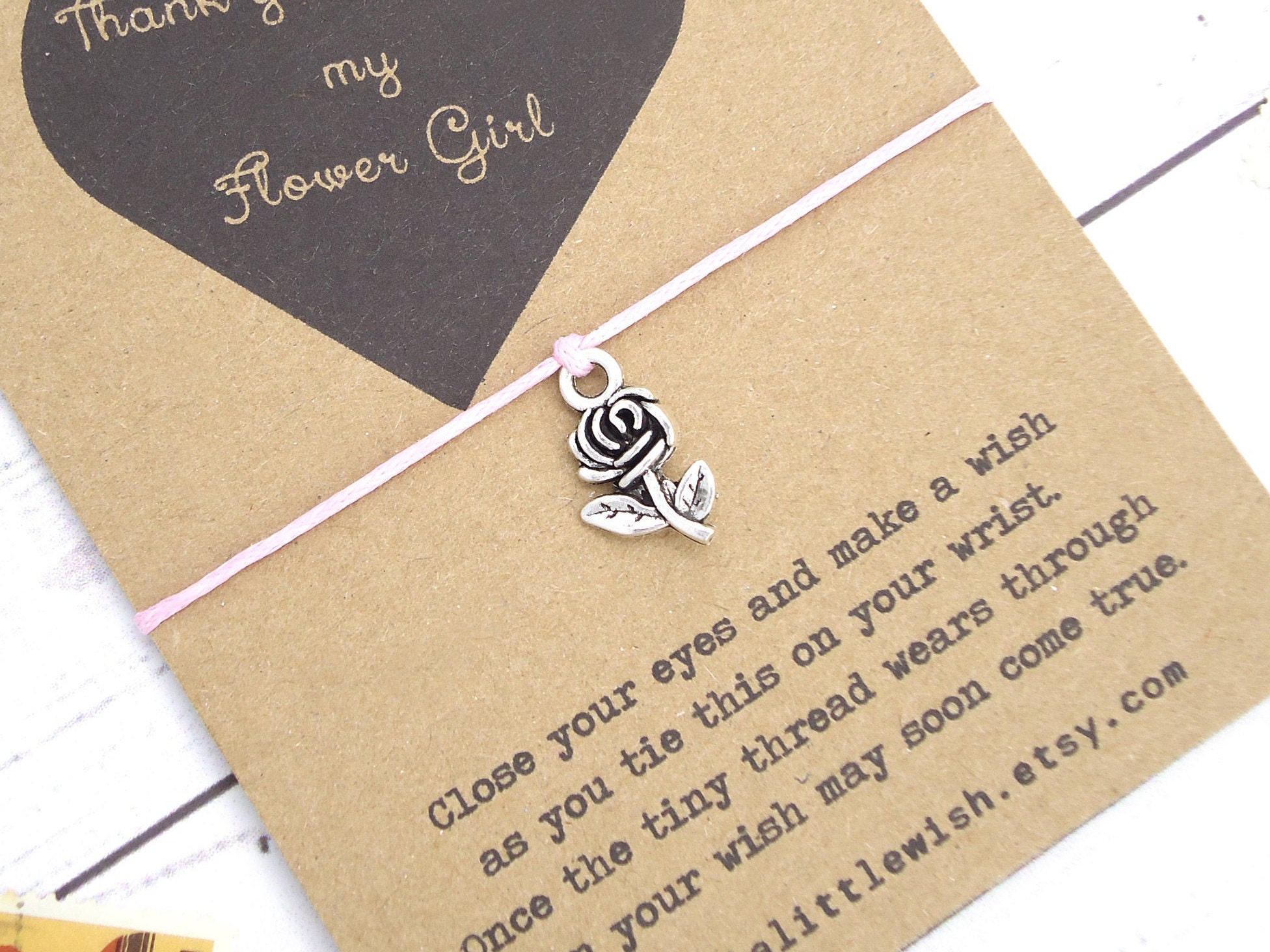 Thank You Flower Girl Bracelet Bridal Party Gift Bridesmaid Etsy