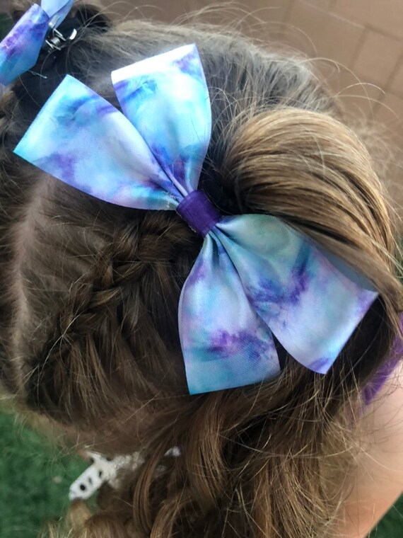 Purple Blue Tie Dye Hair Bows Etsy
