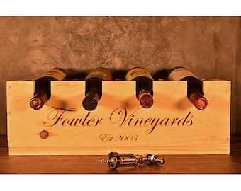 4 Bottle Rustic Wine Rack Crate