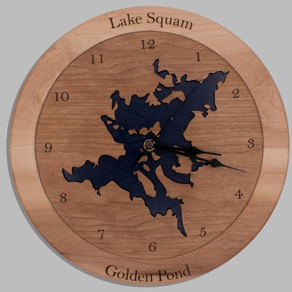 Wooden lake clock customized with any lake