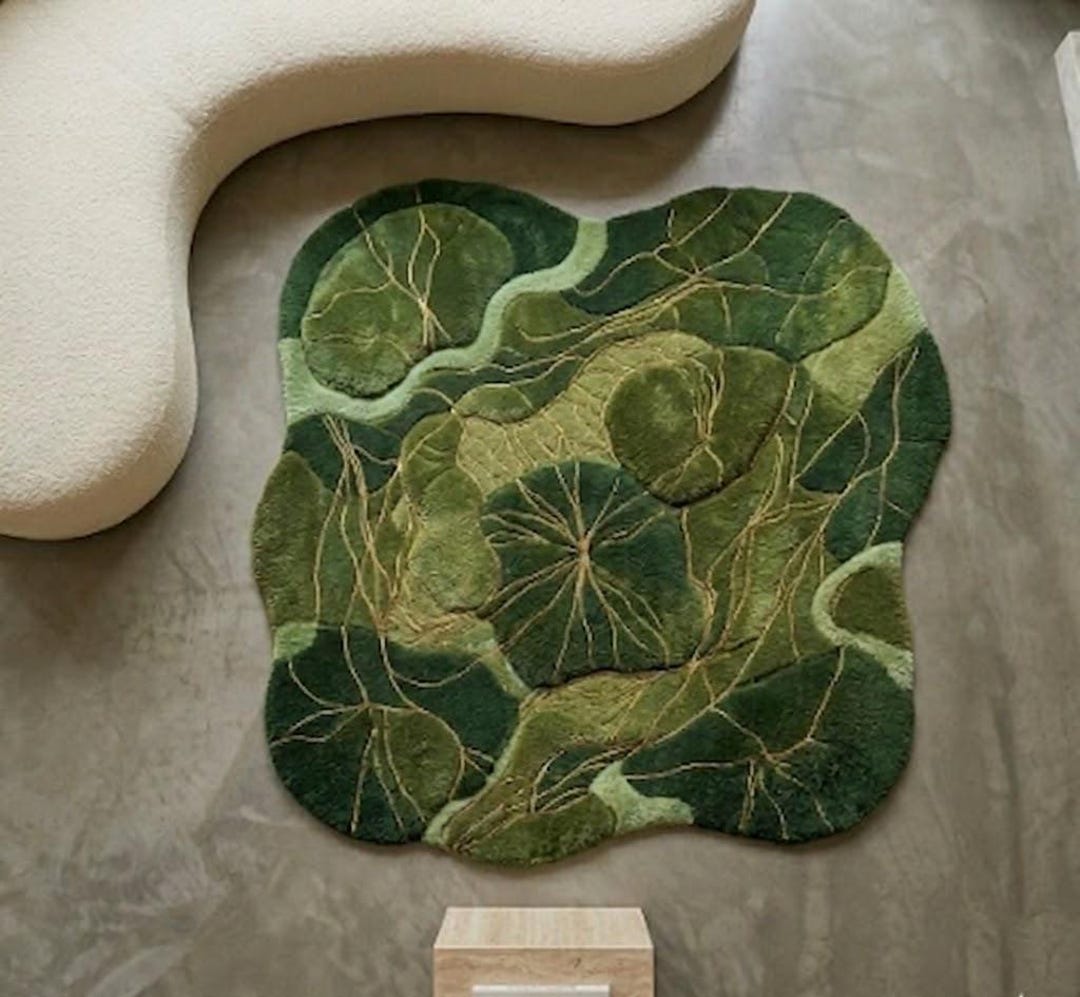 Handmade Moss Area Rug - 3D Tufted Forest Floor Carpet - Irregular ...