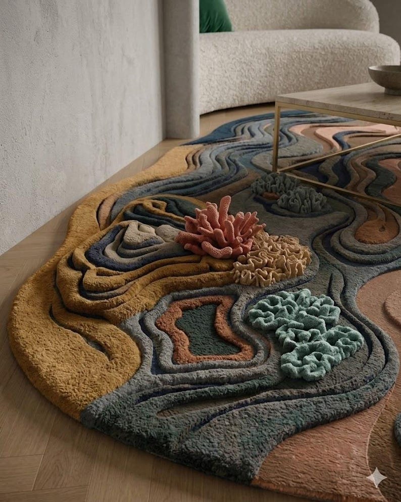 3docean Rugs Hand-tufted Coral Reef Rug – 3D Topographical Coastal Ocean Carpet - Etsy