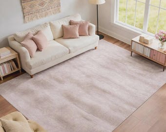 Alfombra de viscosa rosa suave hecha a mano, lujosa y suave con brillo, hecha a mano en telar.