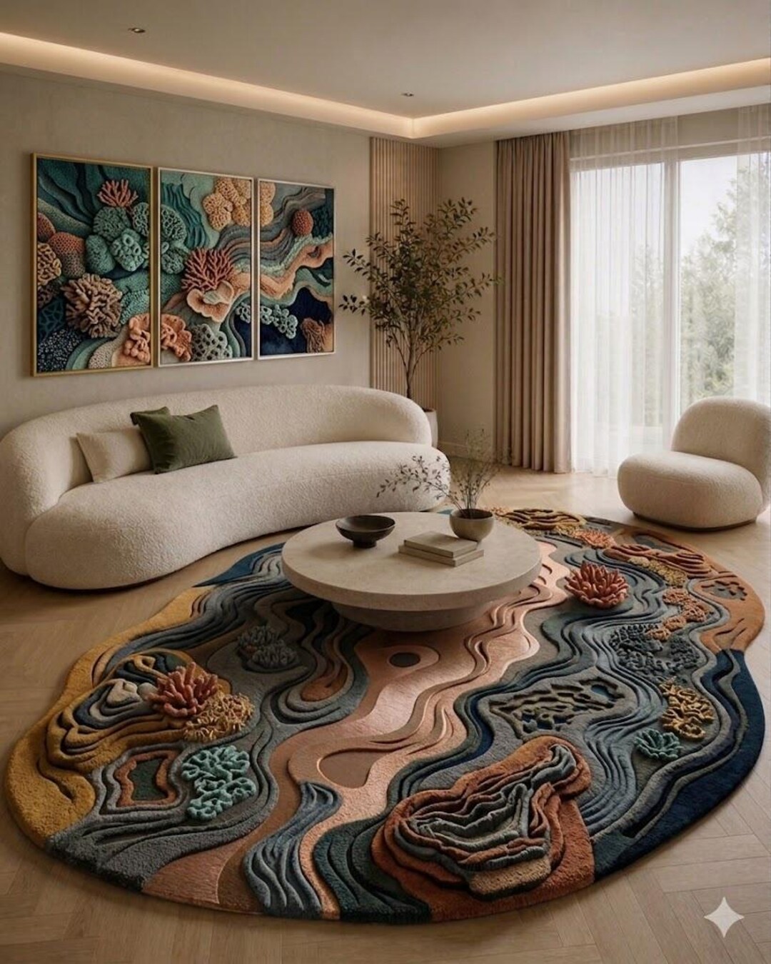 3docean Rugs Hand-tufted Coral Reef Rug – 3D Topographical Coastal Ocean Carpet - Etsy