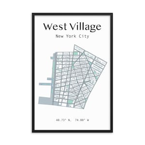 Plan des rues de West Village à New York. Un plan des rues moderne du West Village à New York. Art mural classique.