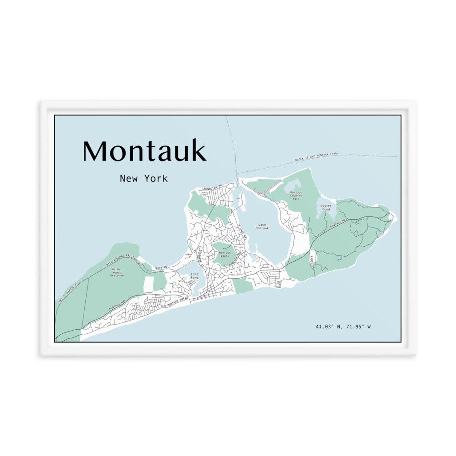 Montauk New York Street Map Art. Minimalist and Modern Wall Etsy