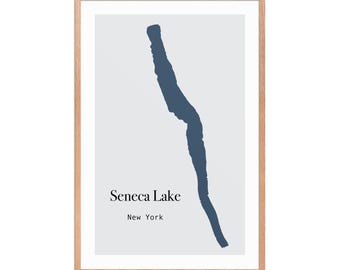 Seneca Lake Map Print: Finger Lakes New York Modern Minimalist Wall Art (Digital File)