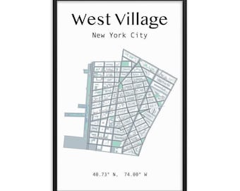 West Village NYC Map Print: Modern Minimalist Wall Art