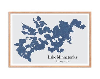 Lake Minnetonka Minnesota Map Print: Modern Topographic Wall Art (Digital File)