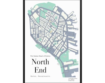 North End Boston Map Print: Modern Minimalist Wall Art