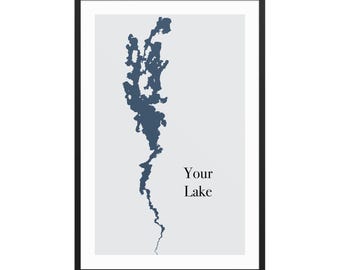 Custom Lake Map Print: Your Lake as Modern Minimalist Wall Art (Digital File)