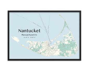 Nantucket map print. Modern wall art of Nantucket Island in Massachusetts. (Digital File)