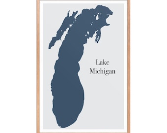 Lake Michigan Map Print: Minimalist Great Lakes Wall Art (Digital File)