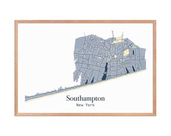 Southampton Map Print: Long Island New York Minimalist Wall Art (Digital File)