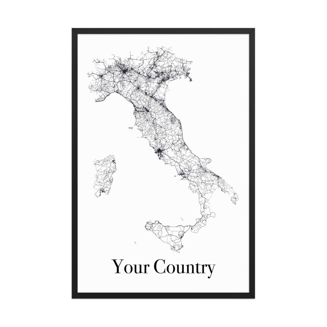 Custom Road Map Art Print: Modern Minimalist Wall Art - Etsy