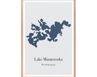 Lake Minnetonka Minnesota Map Print: Minimalist Wall Art (Digital File)