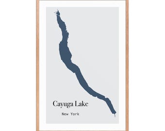 Cayuga Lake Map Print: Finger Lakes New York Modern Minimalist Wall Art (Digital File)