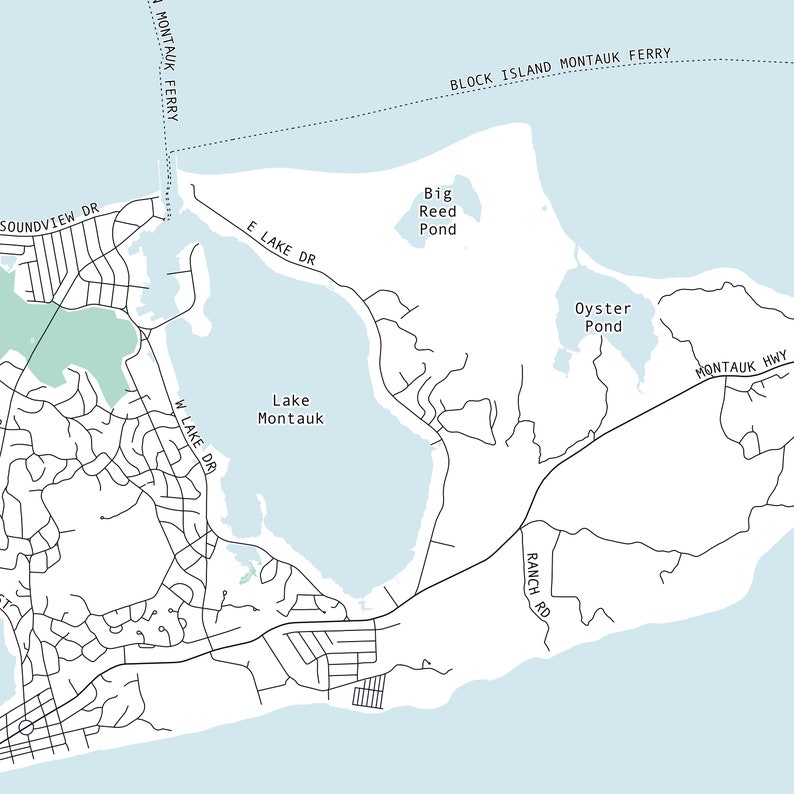 Montauk New York street map art. Arte de pared minimalista y Etsy