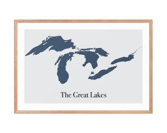 The Great Lakes Map Print: Modern Minimalist Wall Art (Digital File)