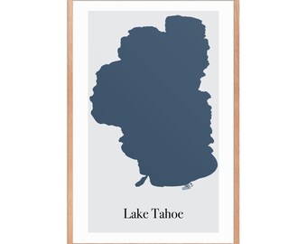 Lake Tahoe Map Print: Modern Minimalist Wall Art (Digital File)