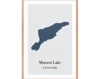 Maroon Lake Colorado Map Print: Modern Minimalist Wall Art (Digital File)