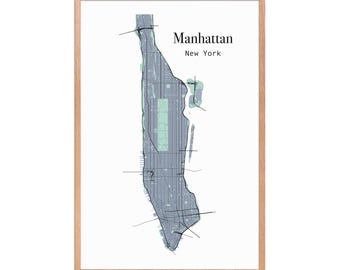 Manhattan NYC Map Art Print: Modern Minimalist Wall Art
