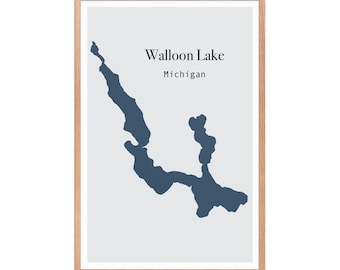 Walloon Lake Michigan Map Print: Minimalist Wall Art (Digital File)
