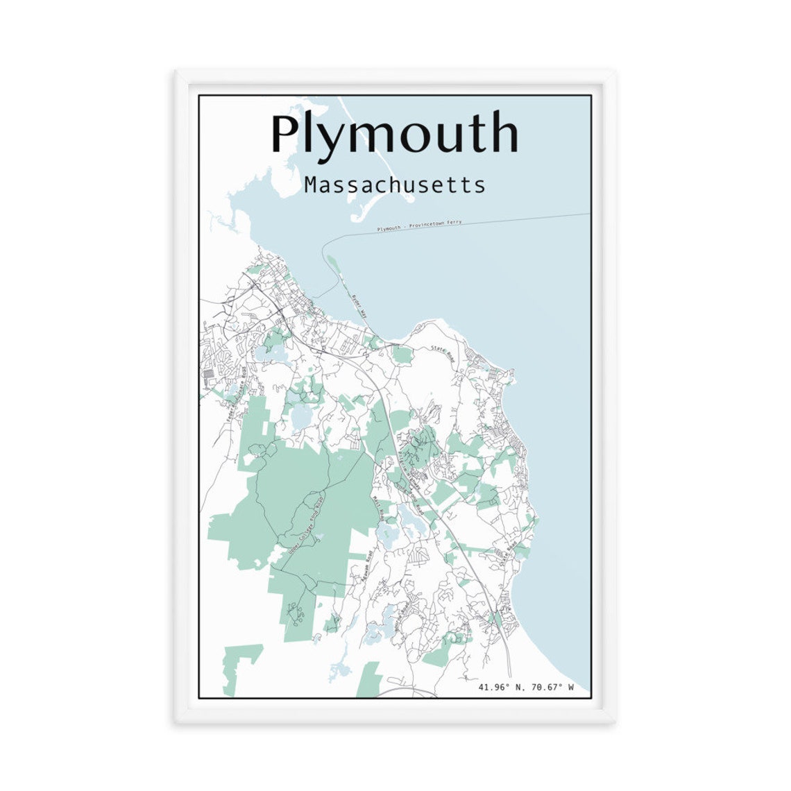 Plymouth street map poster. Minimalist and modern wall art of Etsy