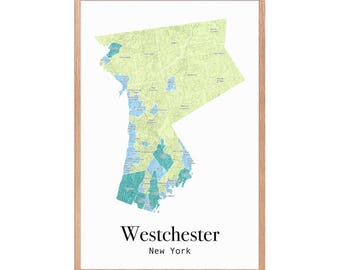 Westchester County New York Map Art Print: Modern Minimalist Wall Art