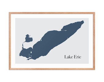 Lake Erie Map Print: Great Lakes Modern Minimalist Wall Art (Digital File)