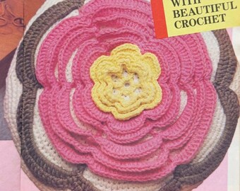 Patrón de flores de crochet vintage / Motivo floral retro en capas / Aplicación de crochet de los años 90 / Descarga digital en PDF