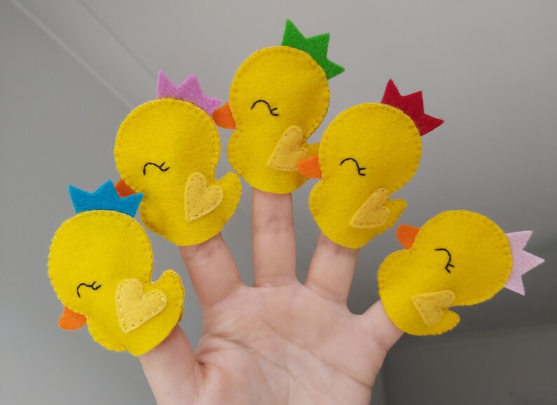 Five Little Ducks Finger Puppet Set wool Felt Nursery Etsy