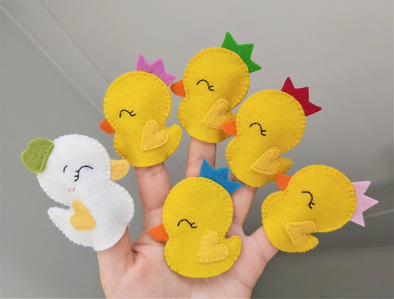 Five Little Ducks Finger Puppet Set wool Felt Nursery Etsy