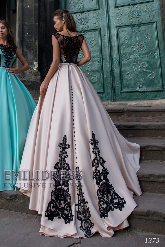 Black lace ball gown dress best sale