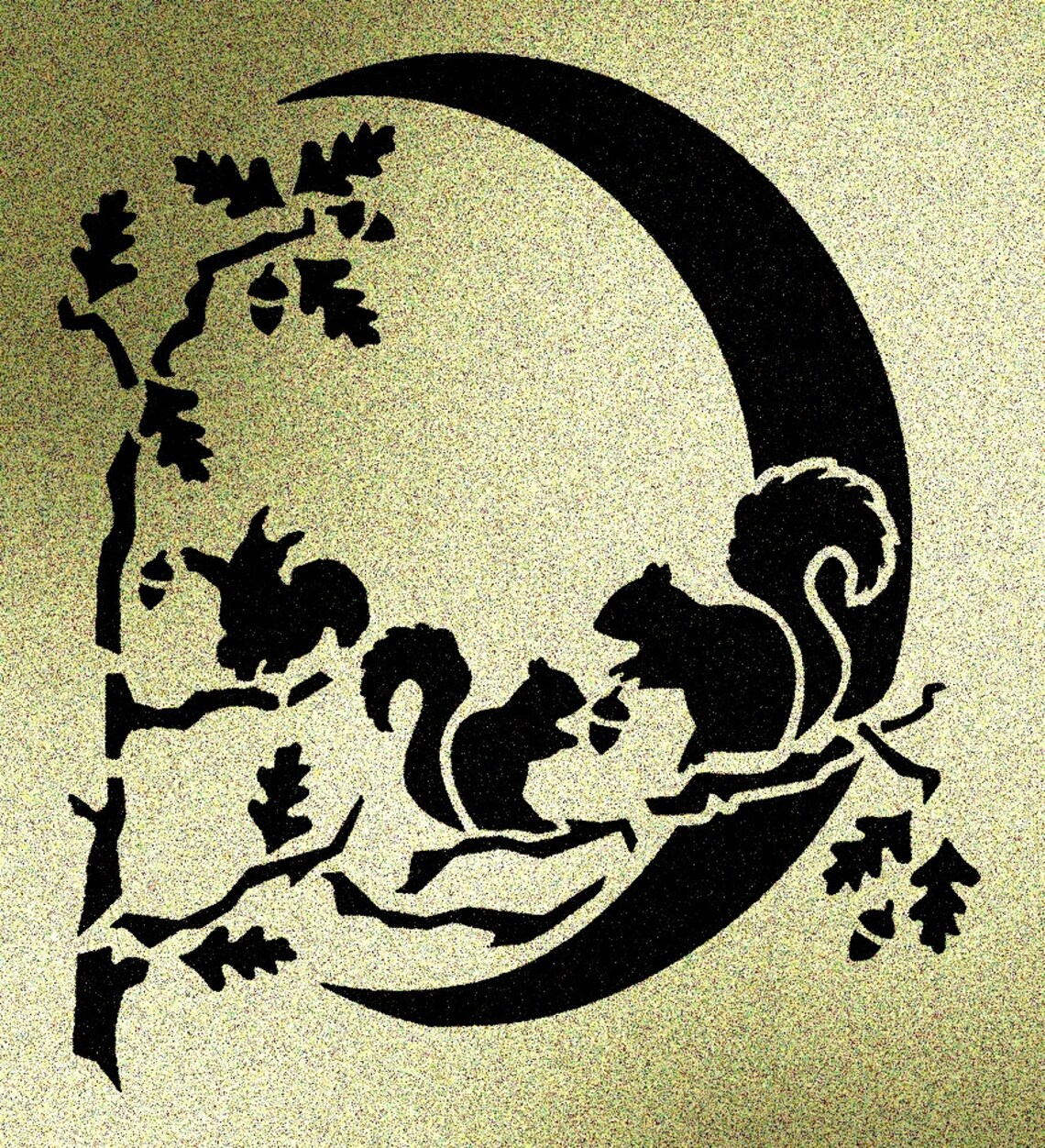 3 Squirrels in a Tree Stencil Mylar Animal Squirrel Stencils Etsy