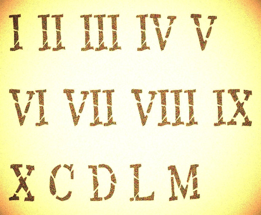 Vintage Font Roman Numerals Number Stencils Vintage Stencils Etsy free-printable-roman-numerals-stencils-and-templates