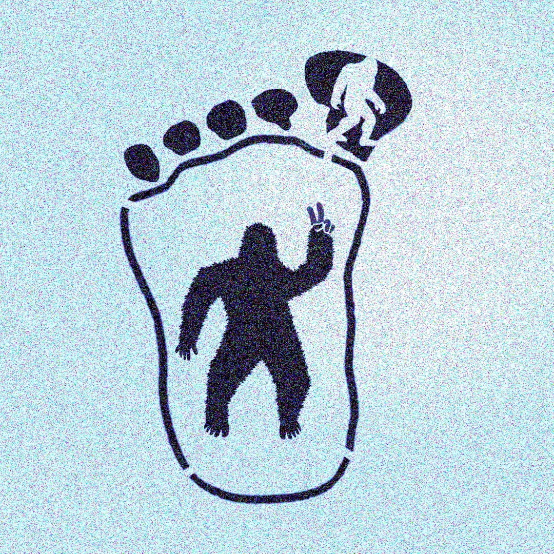 Bigfoot Outline Foot W/bigfoot Peace Sign Stencil Yeti Sasquatch